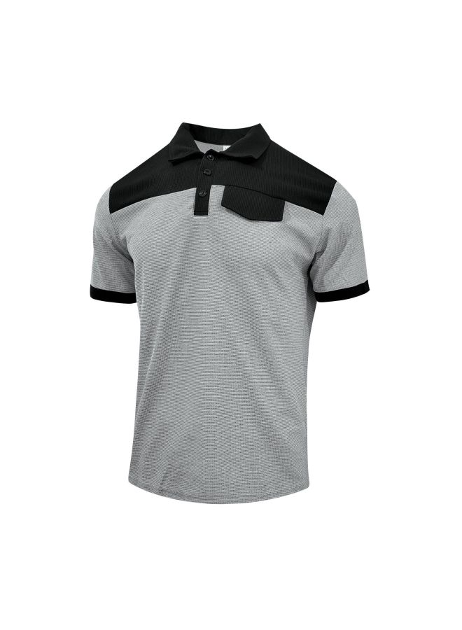 Men's Summer Color Blocking Collar Waffle Breathable Casual Sports Oversized Short Sleeve T-shirt For Us/eu