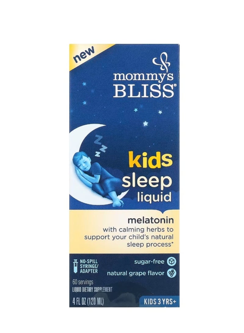 Mommy's Bliss Kids Sleep Liquid Melatonin Kids 3 Yrs + Natural Grape 4 fl oz (120 ml) - Image 1