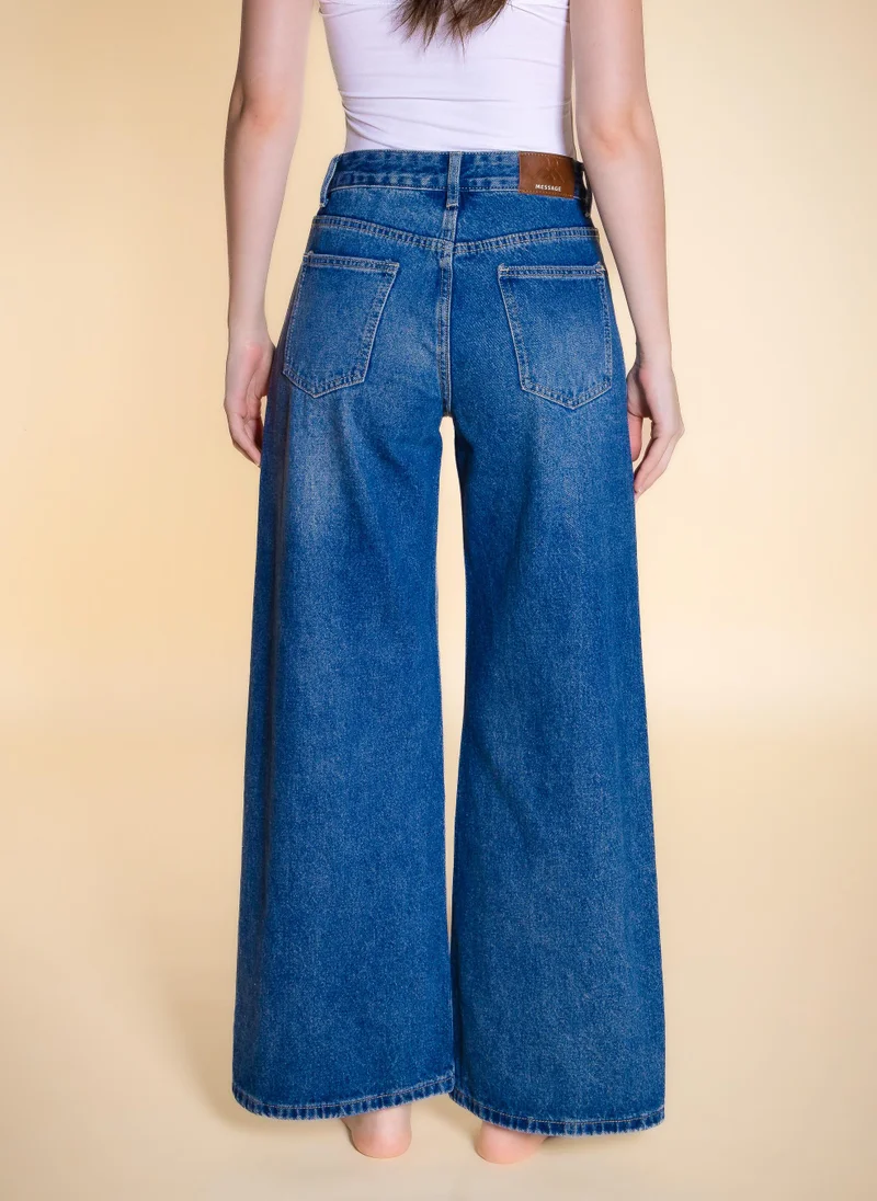 Shapes Blue HIGH-WAIST WIDE LEG JEANS for Women | Best Price UAE