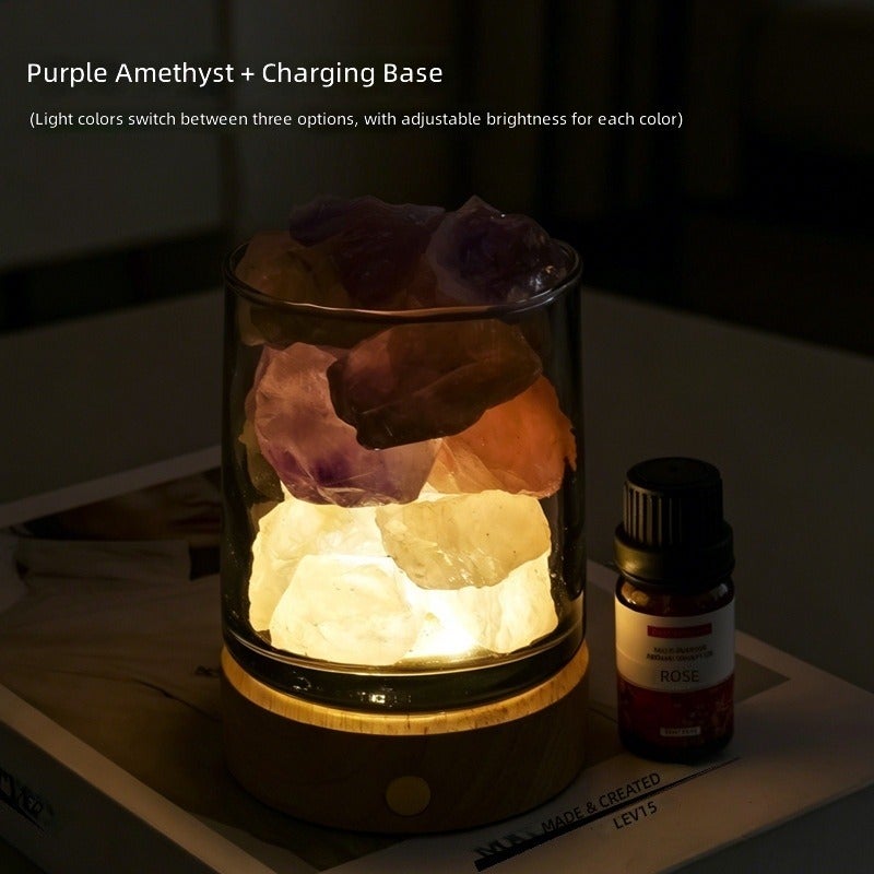 Natural Crystal Aroma Diffuser Night Light - Raw Stone Scented Lamp for Bedroom, Home Decor, Essential Oil Diffuser