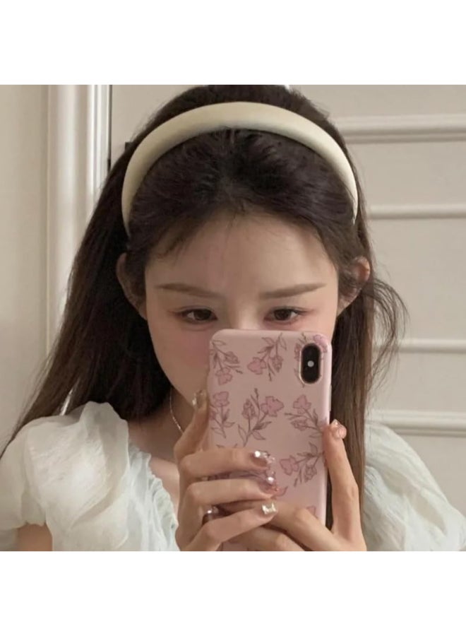 Sdopbinbin White Padded Headbands for Women Thin Soft Headband for Short Fine Hair Large Silk Satin Headband for Long Straight Hair Decorations for Women Girls Non Slip Headbands with No Teeth - Image 4