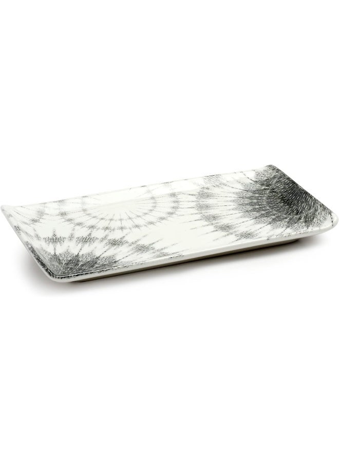 EDESSA Cosmic Porcelain Ceramic Rectangular Serving Plate - 12.5Cm X 27Cm - Elegant And Versatile Platter For Beautiful Presentations  - Image 1