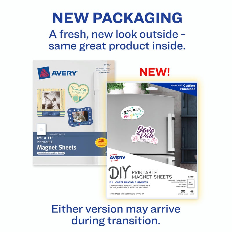 Avery Printable Magnet Sheets, 8.5" x 11", Inkjet Printer, 5 White Magnetic Sheets (3270) - Image 2