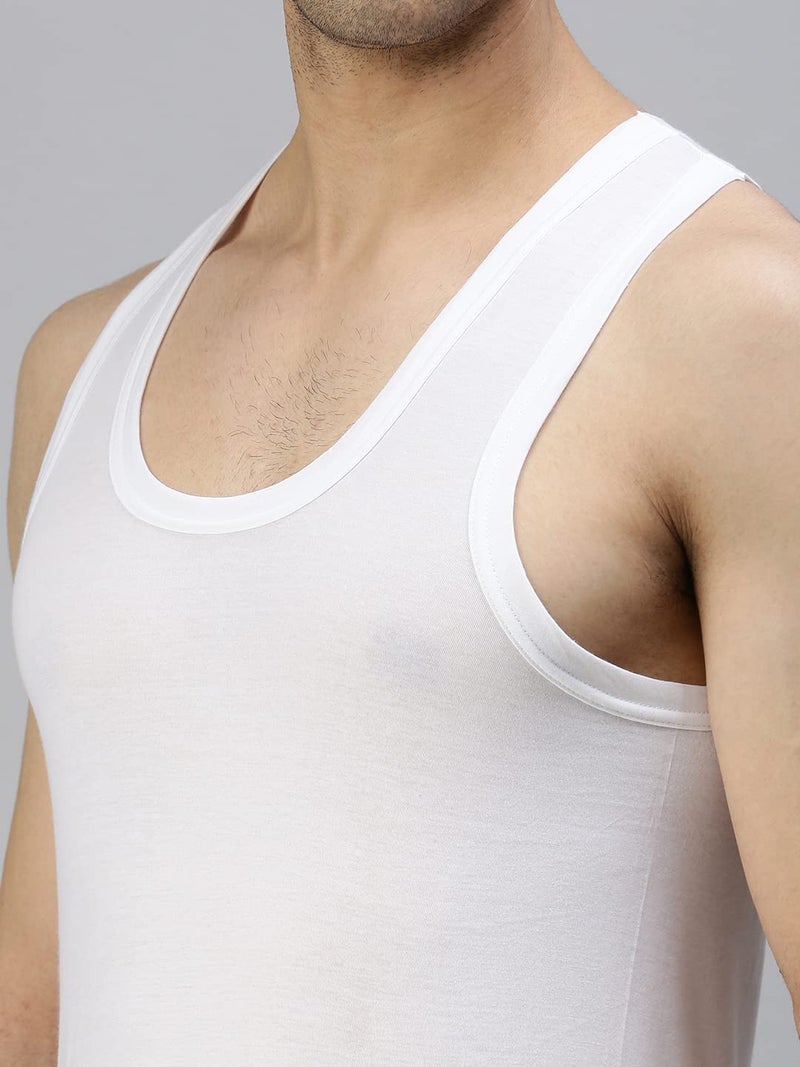 Lux Cozi Men's Cotton Vest (Pack of 3) (8904209874122_COZI_GLO_WH_85_White) - Image 3