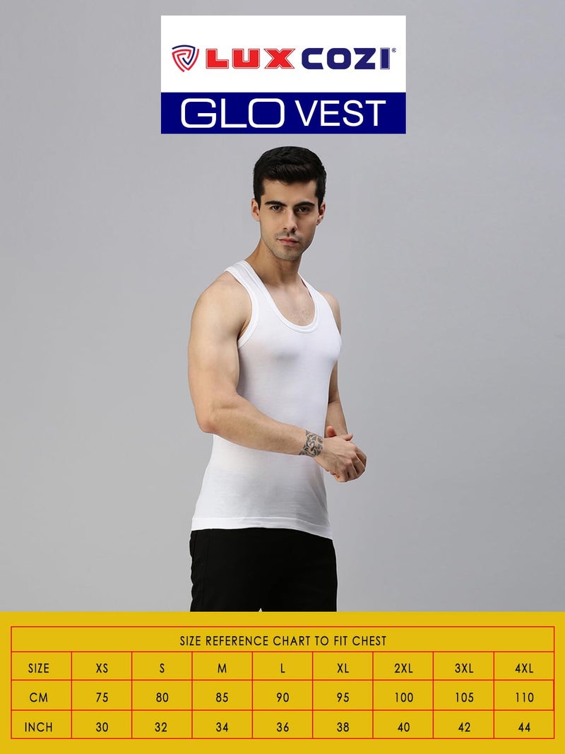 Lux Cozi Men's Cotton Vest (Pack of 3) (8904209874122_COZI_GLO_WH_85_White) - Image 2