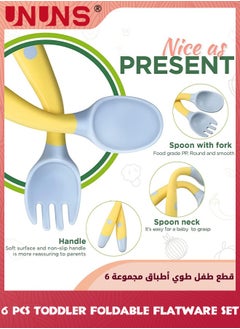 UNUNS Toddler Utensils Set,3 Set Bendable Self Feeding Training Flatware,Baby Spoons And Forks Set,Baby Training Utensils,Silicone Handles Cutlery Set Toddler For Kids Babies Children,Green+Pink+Yellow  - Image 3