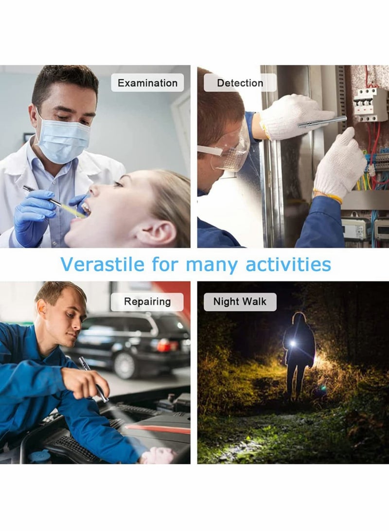 Zikra Pen Torch Reusable, 2 PCS Diagnostic Medical Penlight USB Rechargeable LED Pen Ligh for Nurses Students Doctors, Mini Flashlight with 2 LED Sources, Magnetic Cap, Pocket Clip - Image 2