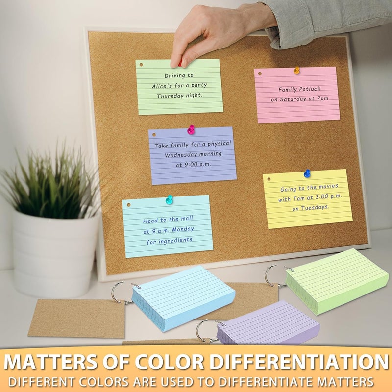 ANSTEEP 500PCS Colored Index Cards, 3x5 Inches Flash Cards with Ring, Lined on Both Side Notecards Ruled Study Card Flashcards Heavy Note Cards for Studying, Learning, School, College - Image 5
