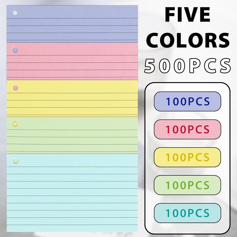 ANSTEEP 500PCS Colored Index Cards, 3x5 Inches Flash Cards with Ring, Lined on Both Side Notecards Ruled Study Card Flashcards Heavy Note Cards for Studying, Learning, School, College - Image 2