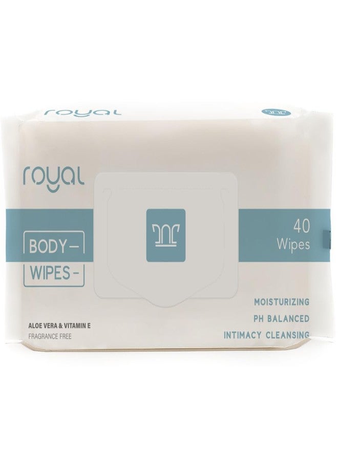 Royal Intimate Cleansing Feminine Wipes for Vaginal Hygiene, Personal Cleansing, Period Care, Sensitive Skin & Odor Removal - Unscented, pH Balanced, Flushable - Women, Men, Adult Safe - 40 Count - Image 1