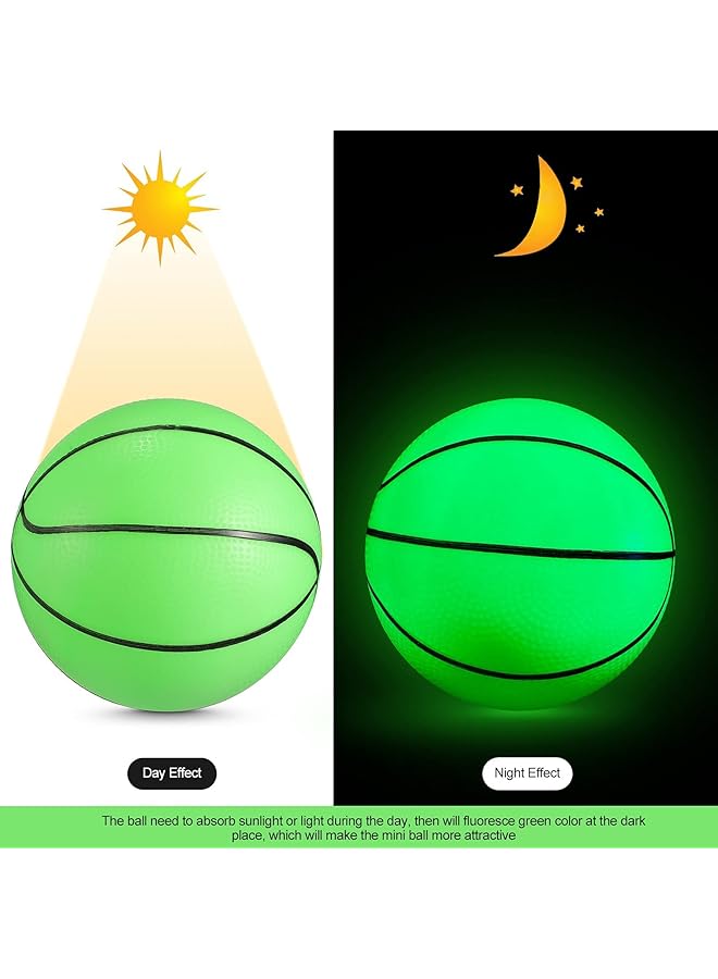 Excefore Glow In The Dark Mini Basketball 4 Pcs Inflatable Indoor Outdoor Small Basketball Toy Mini Cute Bouncy Ball For Kids With Pump 5 Inches - Image 2