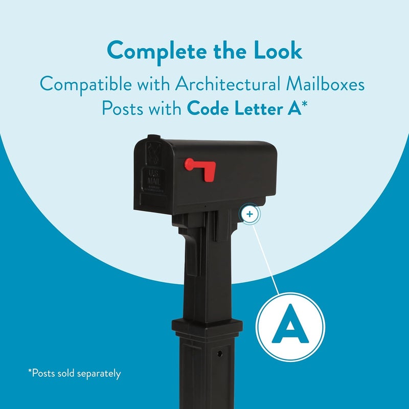 ARCHITECTURAL MAILBOXES Parsons Medium Capacity, Plastic Post Mount Mailbox, Black - Image 5