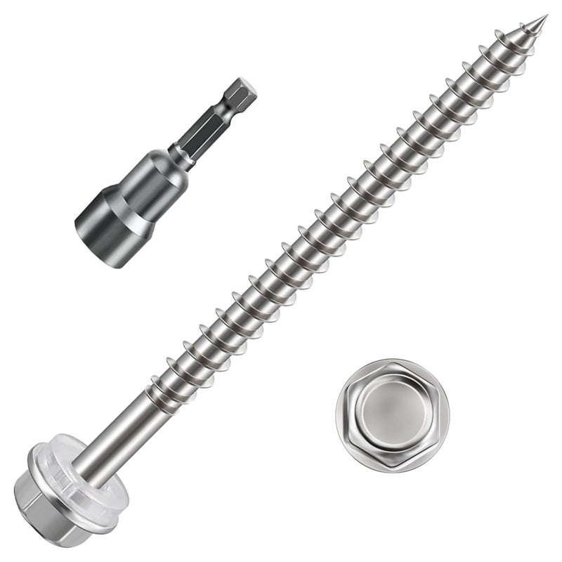 Wensilon Store (100Pcs)#10x2 Self-Tapping Screws for Wood 410 Stainless Steel Hexagon Head Quick Tapping - Image 1