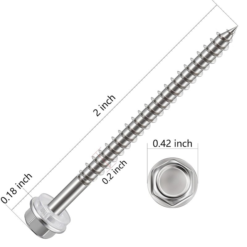 Wensilon Store (100Pcs)#10x2 Self-Tapping Screws for Wood 410 Stainless Steel Hexagon Head Quick Tapping - Image 2