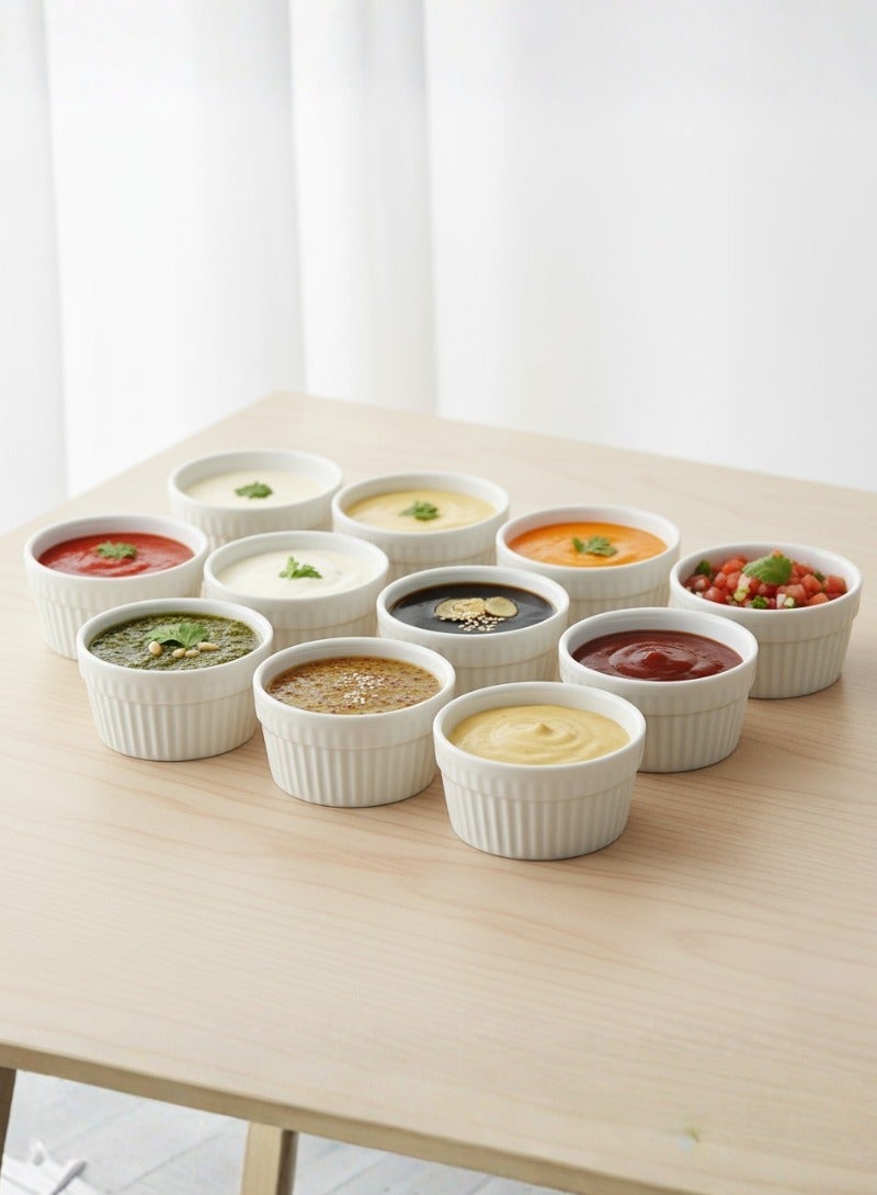 Supplier 12-Piece White Ceramic Ramekin Set (2 Sets of 6) - 8Oz Oven Safe Souffle Dishes, Cream Cups, Baking Bowls for Desserts, Appetizers, Dips & Prep | For Baking & Cooking Classic Fluted Design - Image 1