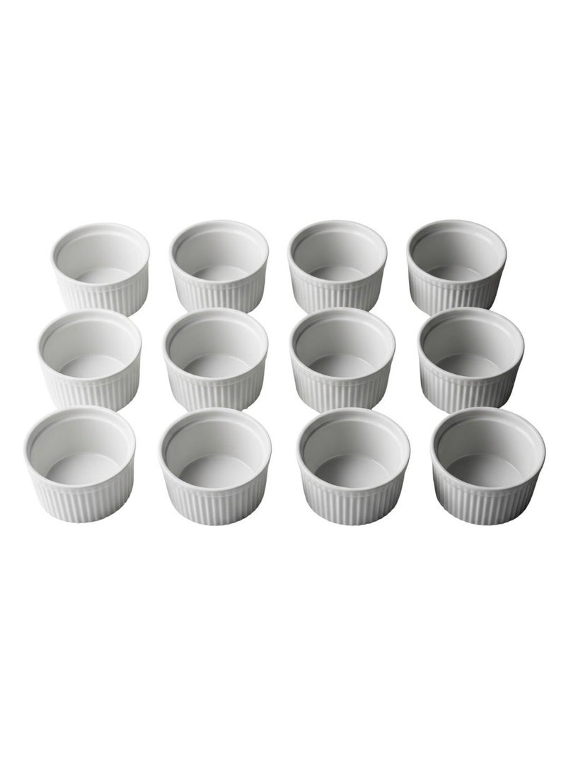 Supplier 12-Piece White Ceramic Ramekin Set (2 Sets of 6) - 8Oz Oven Safe Souffle Dishes, Cream Cups, Baking Bowls for Desserts, Appetizers, Dips & Prep | For Baking & Cooking Classic Fluted Design - Image 2