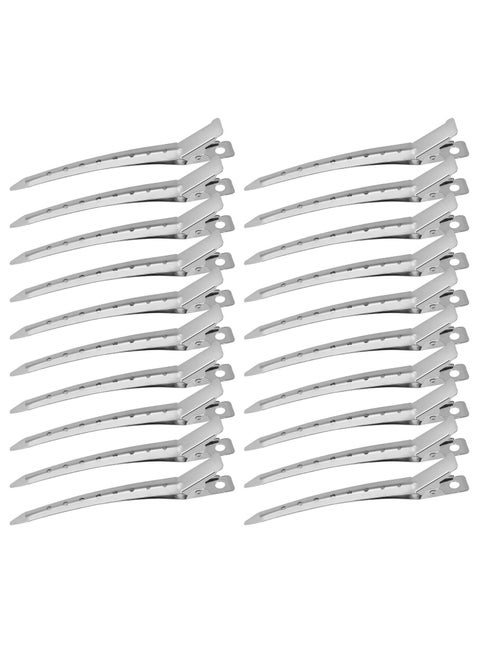 Hair Clips For Styling Sectioning 24 Pcs, Metal Duck Bill Clips For Women, Alligator Hair Clip For Long Curl Thick Hair, Roller Clips, Pin Curl Clips, Salon Clips (Silver)