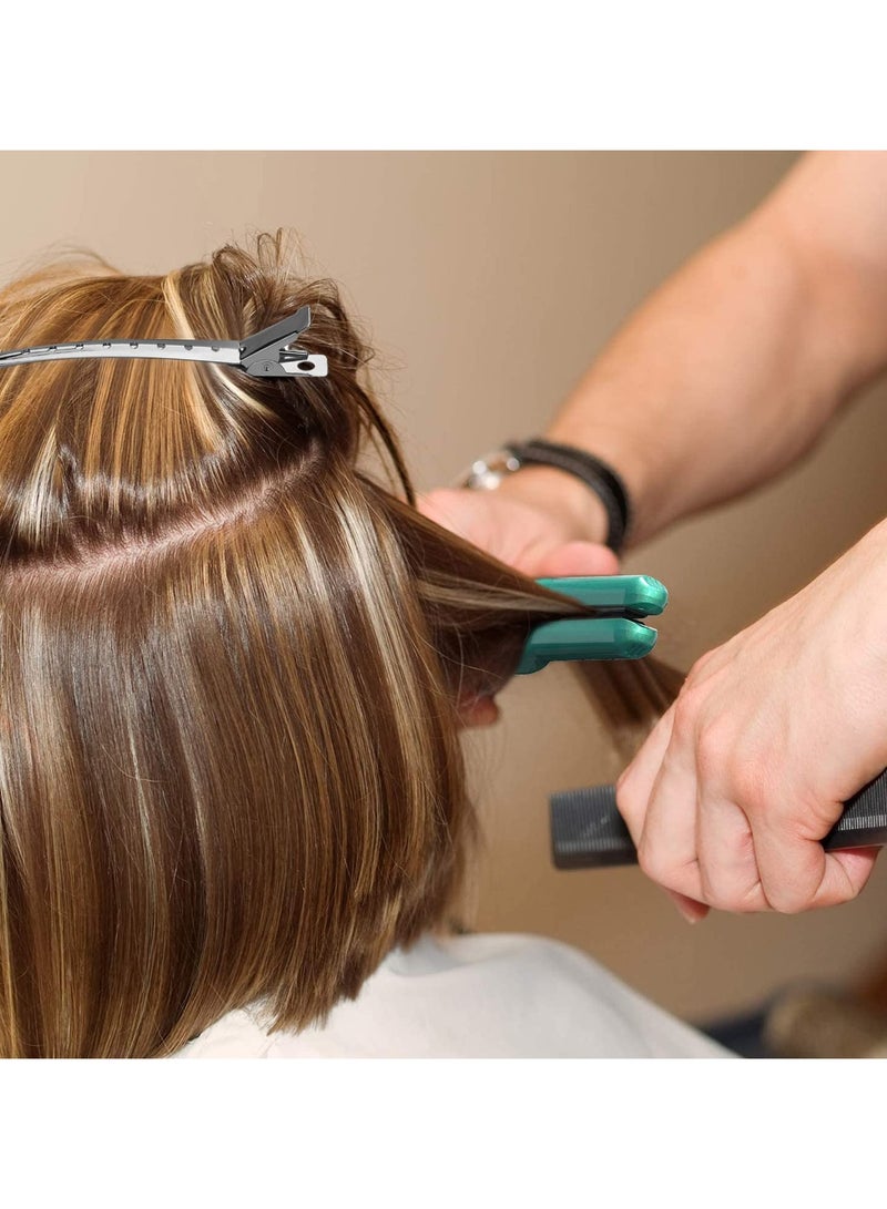 RTYY مشابك شعر لتصفيف الشعر وتقسيمه، 24 قطعة، مشابك معدنية على شكل منقار البط للنساء، مشبك شعر على شكل تمساح للشعر الطويل المجعد الكثيف، مشابك أسطوانية، مشابك تجعيد الشعر، مشابك صالون (فضية) - Image 5