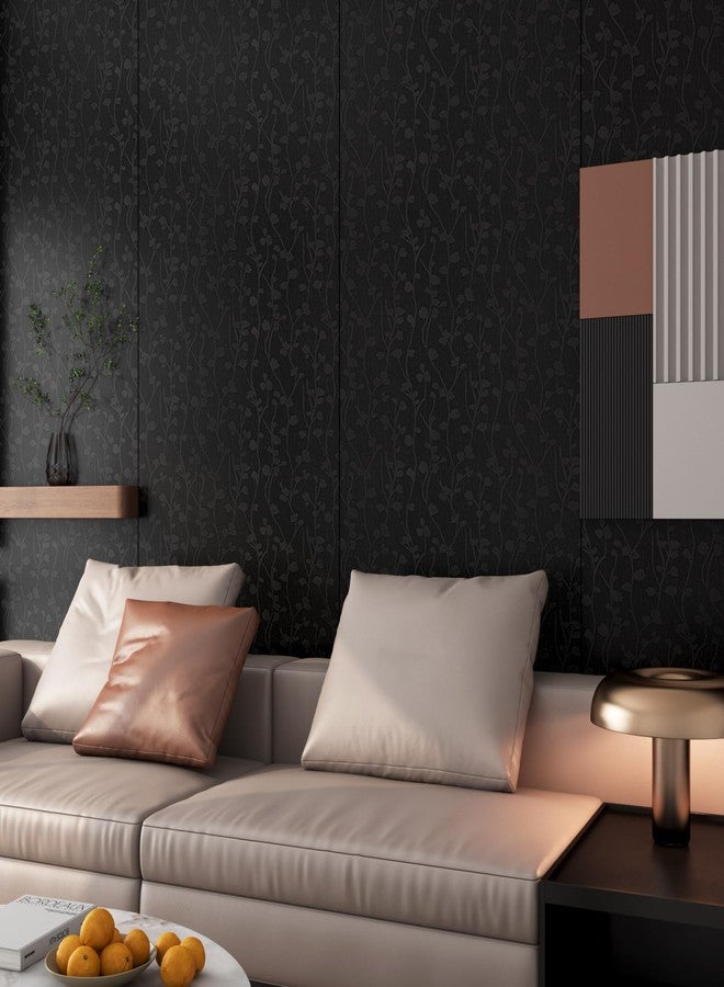 ReWallpaper Black Twig Floral Wallpaper Peel and Stick Vintage Prepasted Bathroom Wall Paper Waterproof Decorative Contact Paper for Cabinets Cabinet Vinyl Wrap 17.7in×6.5ft Dark Moody Gothic Motif - Image 5
