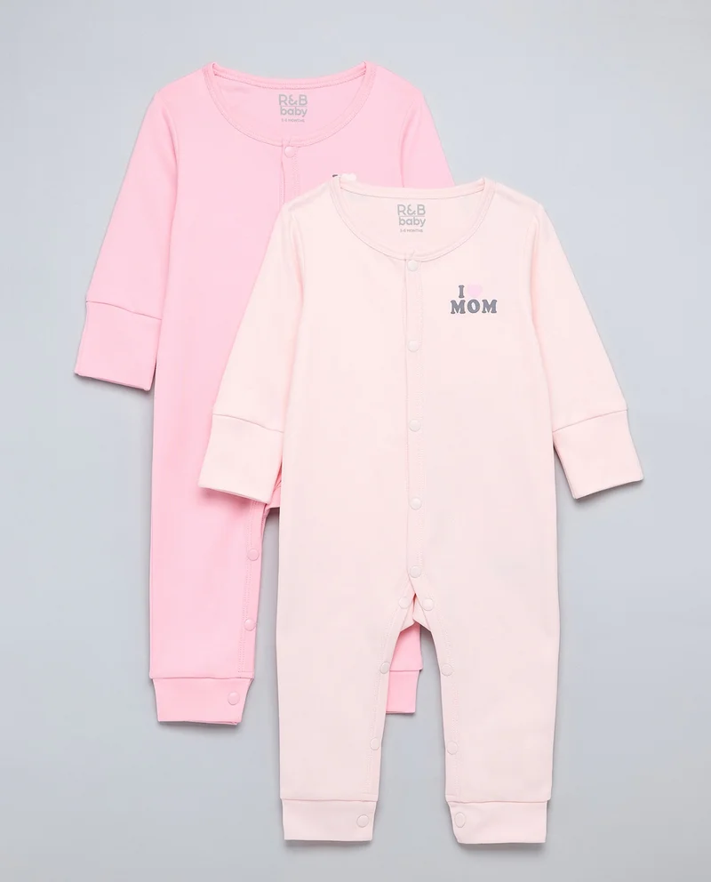 أر أند بي 2 Pack Printed Sleepsuits with Long Sleeves