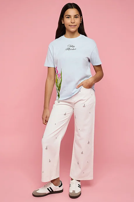 أر أند بي Embellished Wide Leg Pants with Button Closure