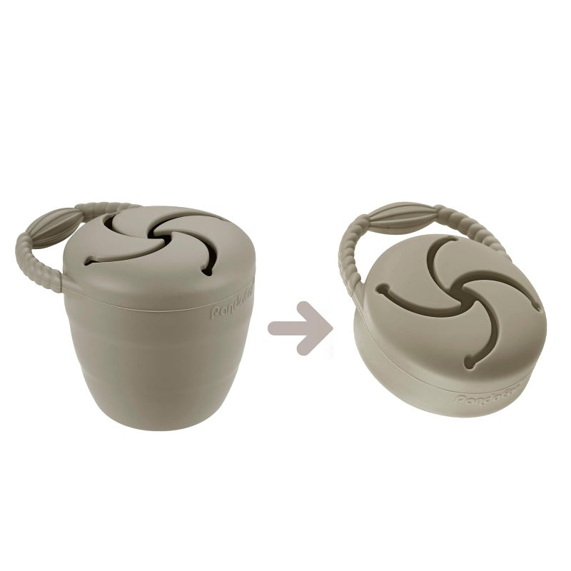 PandaEar Silicone Snack Containers, Collapsible Toddler Snack Cups Spill Proof Food Catcher for Toddler Baby, Pack of 2 (Light Tan/Walnut) - Image 4