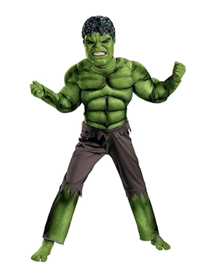 Hulk Muscle Kids Role Play Soft And Comfortable Cotton Costume Dress Outfit With Mask 5 - 7 Years - Image 1
