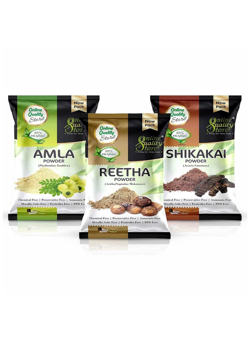 Online Quality Store Reetha Amla Shikakai Reetha Powder, 150g with Shikakai, 150g and Amla, 100g, Brown  - Image 1