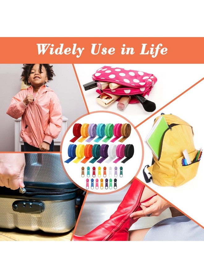 Luxiv 45 Yards 15 Colors #5 Nylon Coil Zippers with 90Pcs Pull Heads, Scissor, Ruler, Assorted Lengths Sewing Zipper for DIY Sewing Crafts Zipper Tape for Clothes, Bag, Purse Making Supplies Kit (Model 2) - Image 5