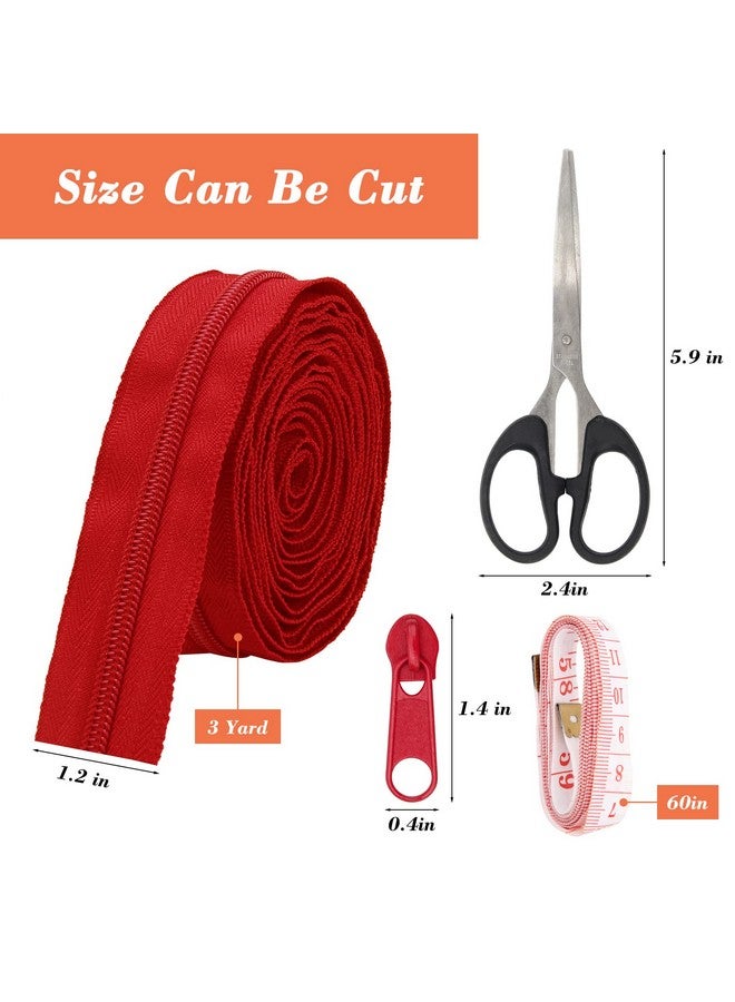 Luxiv 45 Yards 15 Colors #5 Nylon Coil Zippers with 90Pcs Pull Heads, Scissor, Ruler, Assorted Lengths Sewing Zipper for DIY Sewing Crafts Zipper Tape for Clothes, Bag, Purse Making Supplies Kit (Model 2) - Image 2