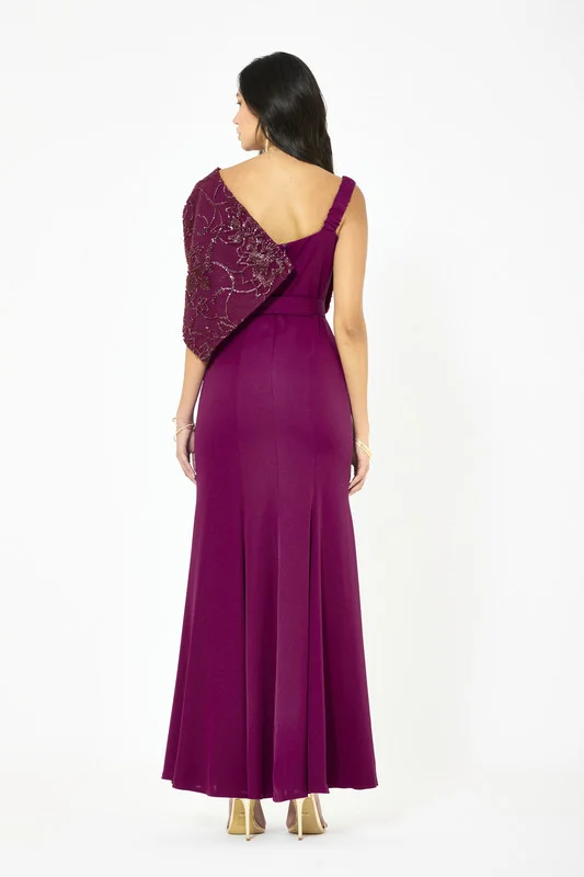 Iyra  Embellished Draped Bow Shoulder Gown for Women | Best Price UAE