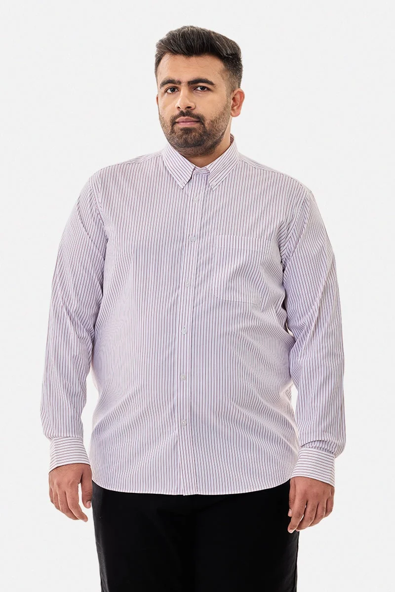 Snitch red Plus Size Stripes Stretch Shirt for Men | Best Price UAE