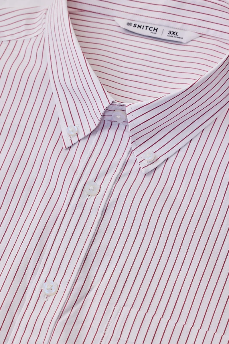 Snitch red Plus Size Stripes Stretch Shirt for Men | Best Price UAE