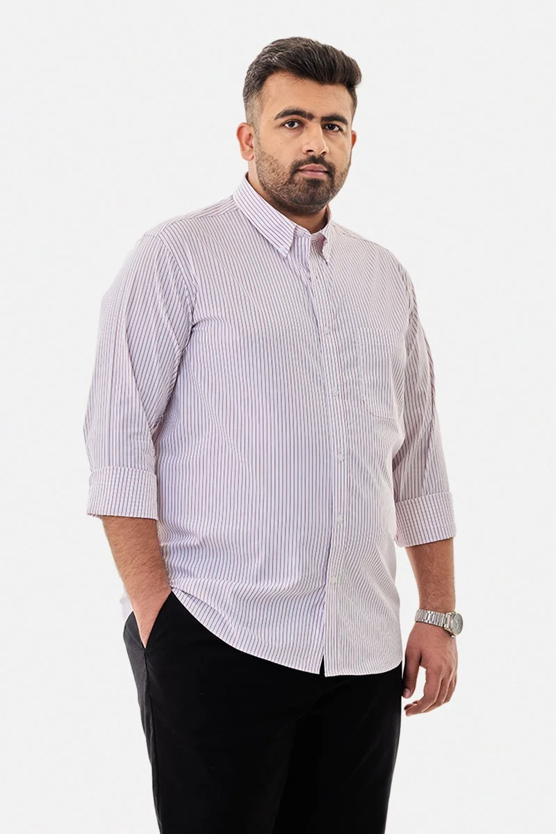 Snitch red Plus Size Stripes Stretch Shirt for Men | Best Price UAE