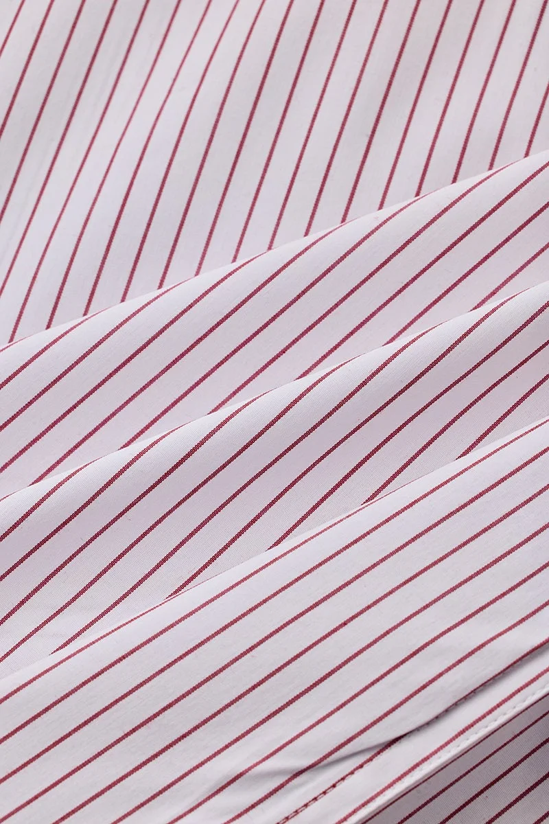 Snitch red Plus Size Stripes Stretch Shirt for Men | Best Price UAE