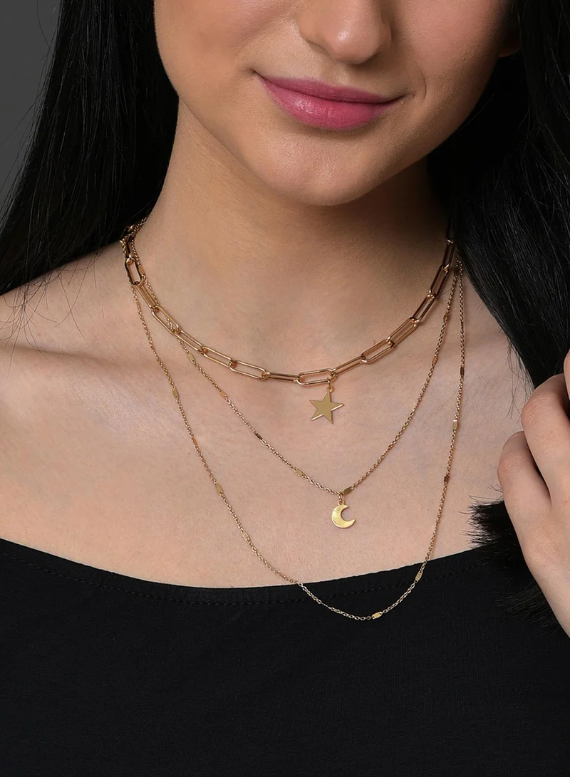 سوهي طقم قلادات نحاسية متعددة الطبقات من المجوهرات الاصطناعية