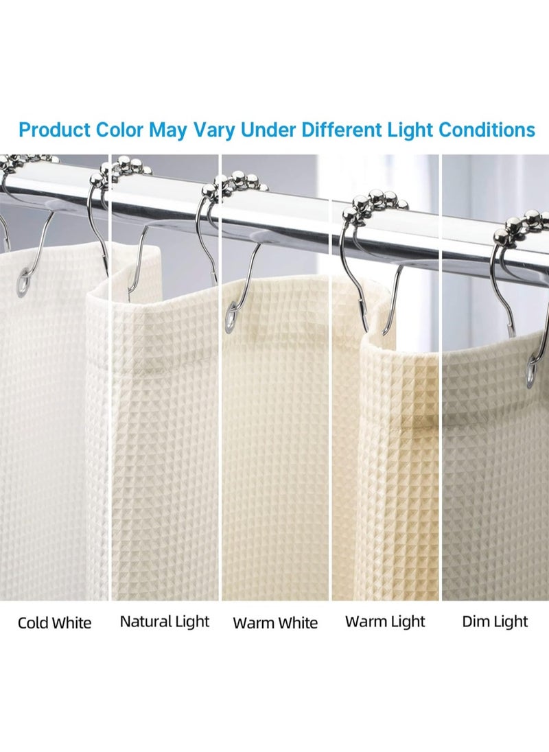 L&E Shower Curtain Fabric, Waffle Shower Curtains for Bathroom, Cloth Shower Curtain Heavy Duty, Thick Bathroom Shower Curtains Hotel Quality, Premium Polyester, Beige, 180*200cm  - Image 4