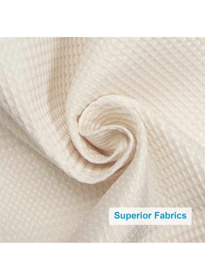 L&E Shower Curtain Fabric, Waffle Shower Curtains for Bathroom, Cloth Shower Curtain Heavy Duty, Thick Bathroom Shower Curtains Hotel Quality, Premium Polyester, Beige, 180*200cm  - Image 5