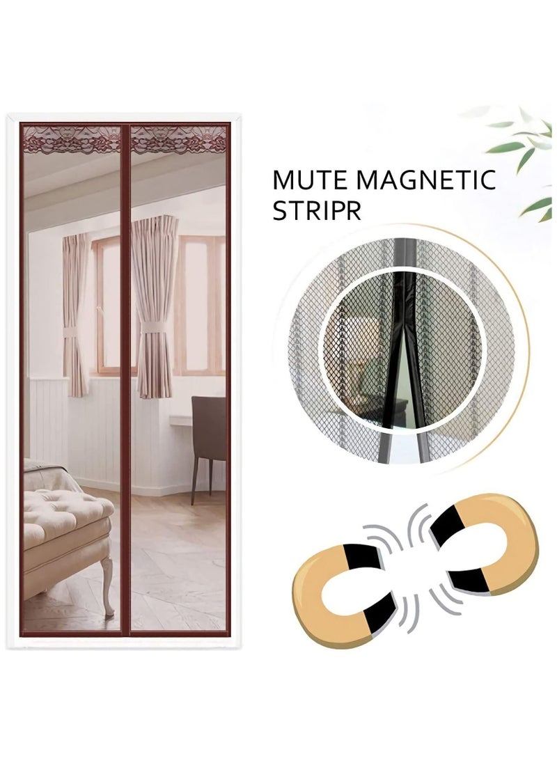 Generic - Magnetic Screen Door, Polyester Fly Screens Doors, Mosquito brown Door Net, Anti Mosquito Fly Mesh Curtain, Door Fly Screen Mesh, Magnetic Fly Mesh Nets for Doors - Image 1