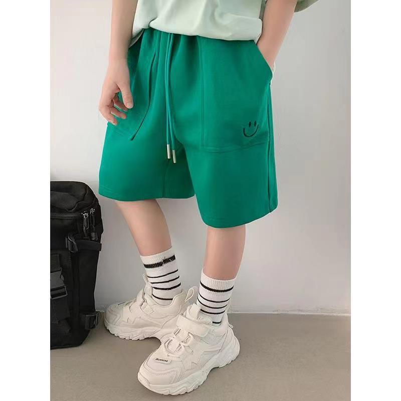 Boys' And Girls' Pants Spring And Children'S Smiley Face Printed All-Match Casual Shorts Handsome Cropped Pants Summer Wear - Image 1
