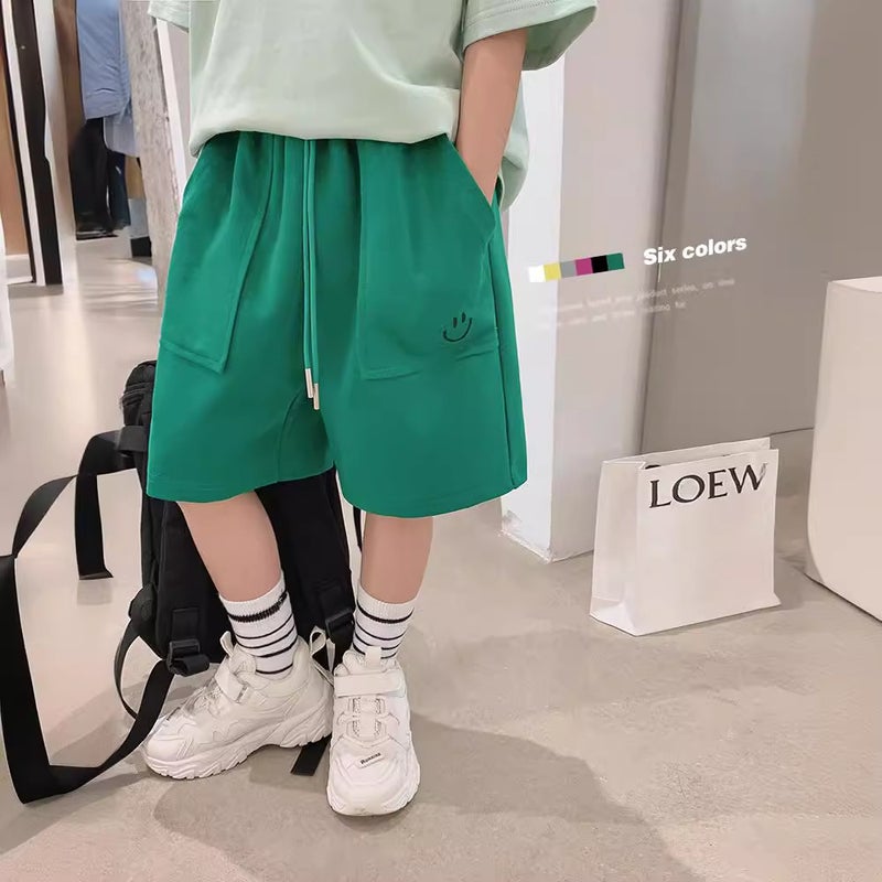 Boys' And Girls' Pants Spring And Children'S Smiley Face Printed All-Match Casual Shorts Handsome Cropped Pants Summer Wear - Image 4