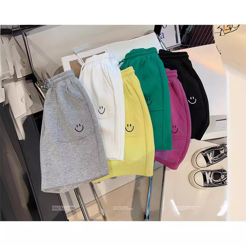 Boys' And Girls' Pants Spring And Children'S Smiley Face Printed All-Match Casual Shorts Handsome Cropped Pants Summer Wear - Image 3