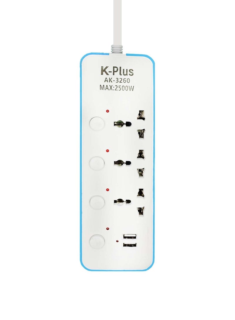 KPlus 4 Way 3 Meter Extension Power Cord With 2 Usb Slots AK 3260 kplus - Image 2