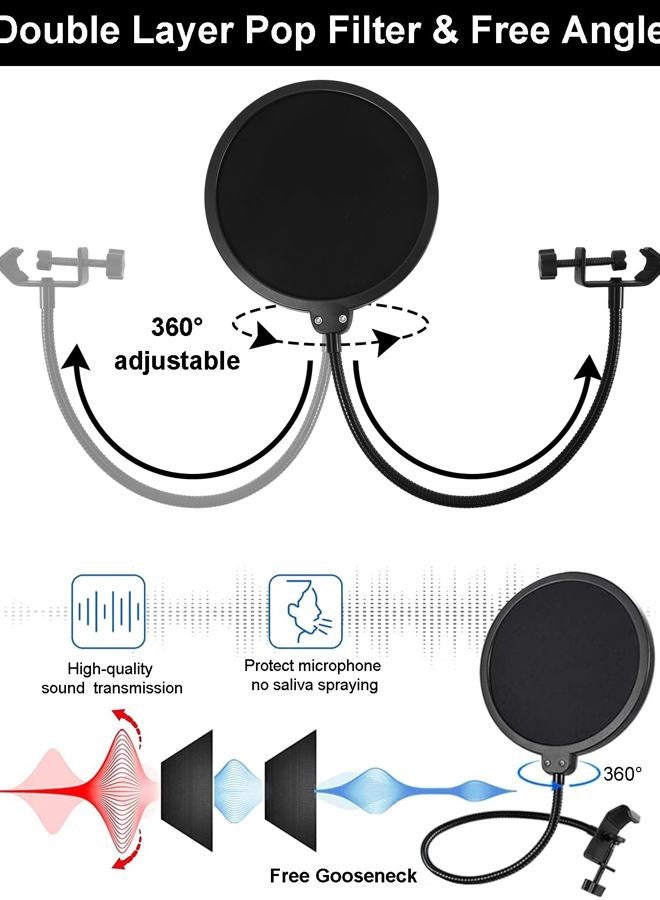 Oimlfus Microphone Stand for Blue Yeti, Nano, HyperX QuadCast, Elgato Wave, Shure SM7B MV7, Fifine AM8 K688 and More Mic with 3/8", 5/8", 1/4" Screw, Pop Filter, Microphone Clip - Image 5