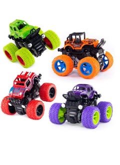 Generic 4 Pack Monster Truck Toys For Boys And Girls, Inertia Car Educational Toy Cars, Friction Powered Push And Go Toy Cars, Christmas Gift Birthday Party Supplies For Toddlers Kids (4 Color)  - Image 1