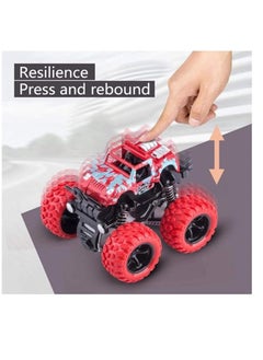 Generic 4 Pack Monster Truck Toys For Boys And Girls, Inertia Car Educational Toy Cars, Friction Powered Push And Go Toy Cars, Christmas Gift Birthday Party Supplies For Toddlers Kids (4 Color)  - Image 2