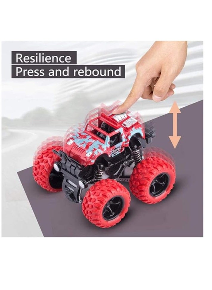 4 Pack Monster Truck Toys For Boys And Girls, Inertia Car Educational Toy Cars, Friction Powered Push And Go Toy Cars, Christmas Gift Birthday Party Supplies For Toddlers Kids (4 Color)  - Image 2