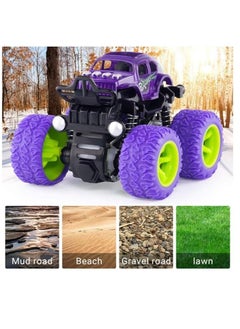 Generic 4 Pack Monster Truck Toys For Boys And Girls, Inertia Car Educational Toy Cars, Friction Powered Push And Go Toy Cars, Christmas Gift Birthday Party Supplies For Toddlers Kids (4 Color)  - Image 3