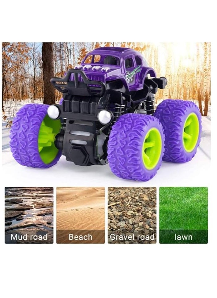 4 Pack Monster Truck Toys For Boys And Girls, Inertia Car Educational Toy Cars, Friction Powered Push And Go Toy Cars, Christmas Gift Birthday Party Supplies For Toddlers Kids (4 Color)  - Image 3