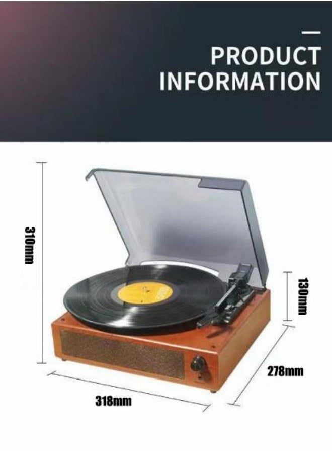 Generic - Portable Phonograph Vinyl Record Player Retro Classic Turntable Phonograph Built In Stereo Speaker Retro Phonograph Multifunctional Portable Bluetooth Jukebox  Red - Image 1